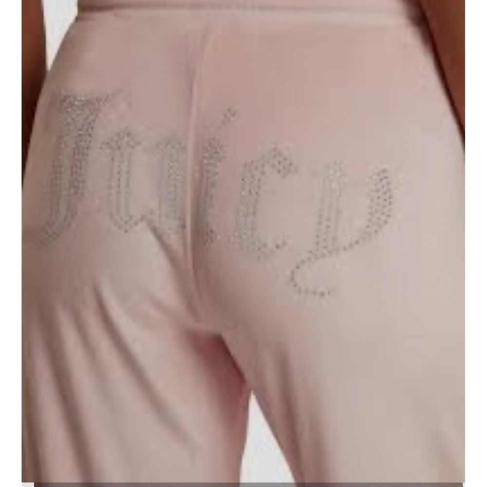 Juicy Couture Pink Velour Pants M Rhinestone Juicy Logo Y2K Bling Sleepwear Yoga